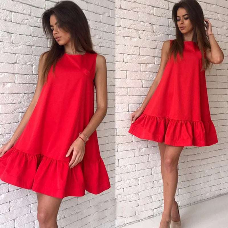 Vestido dos Sonhos: Casual, Sem Mangas, com Babados
