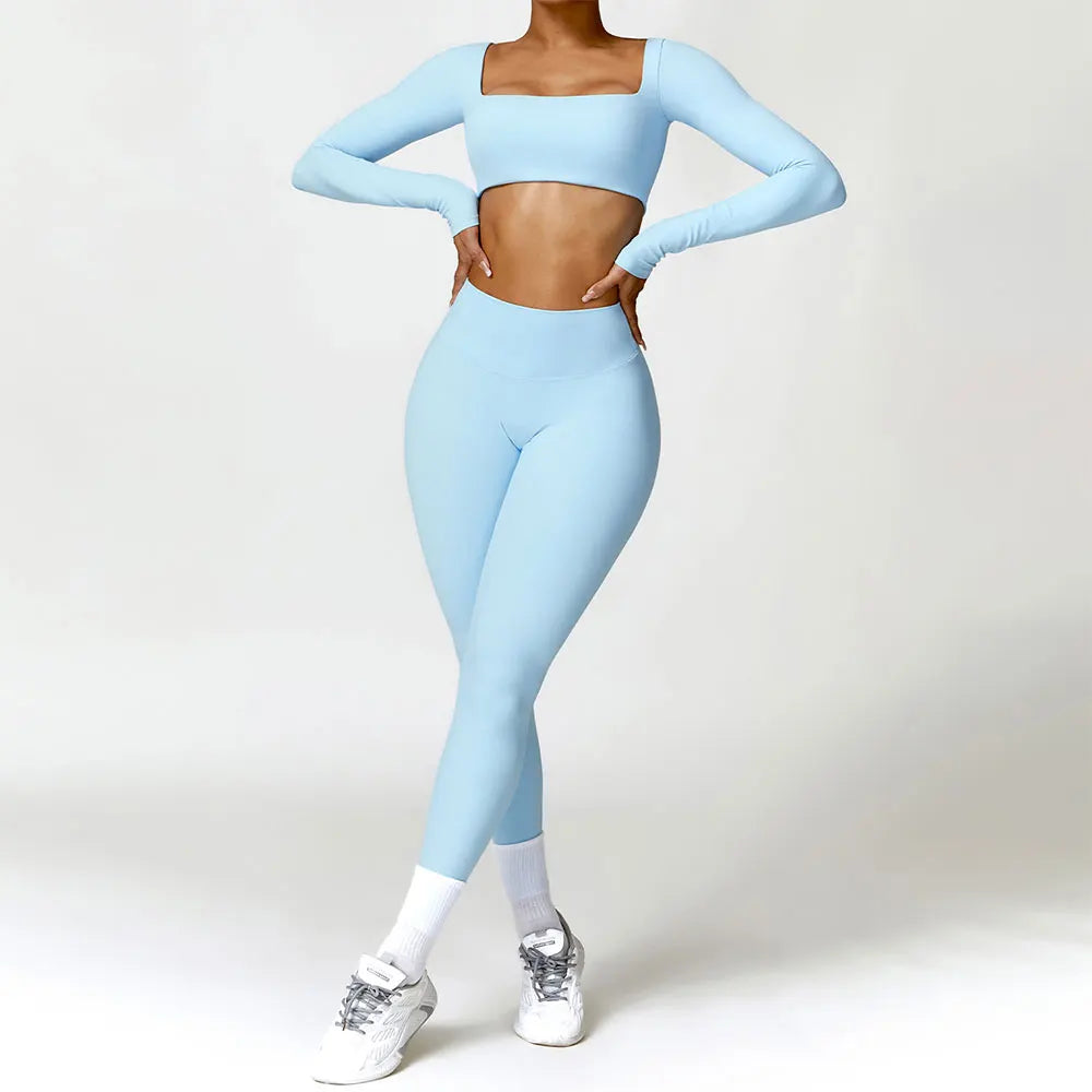 Conjunto Fitness Feminino de Manga Longa Sem Costura "ActiveGlam"
