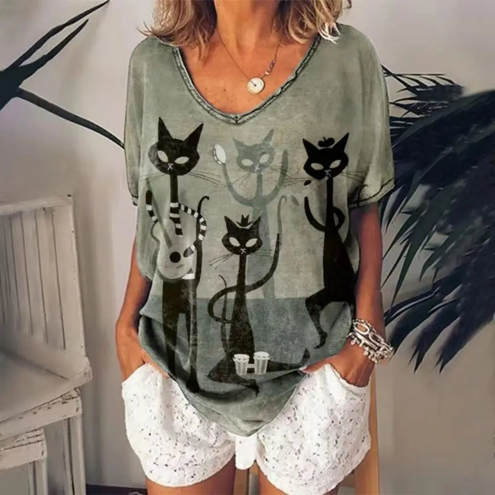 Camiseta Feminina Street Cat Vibes