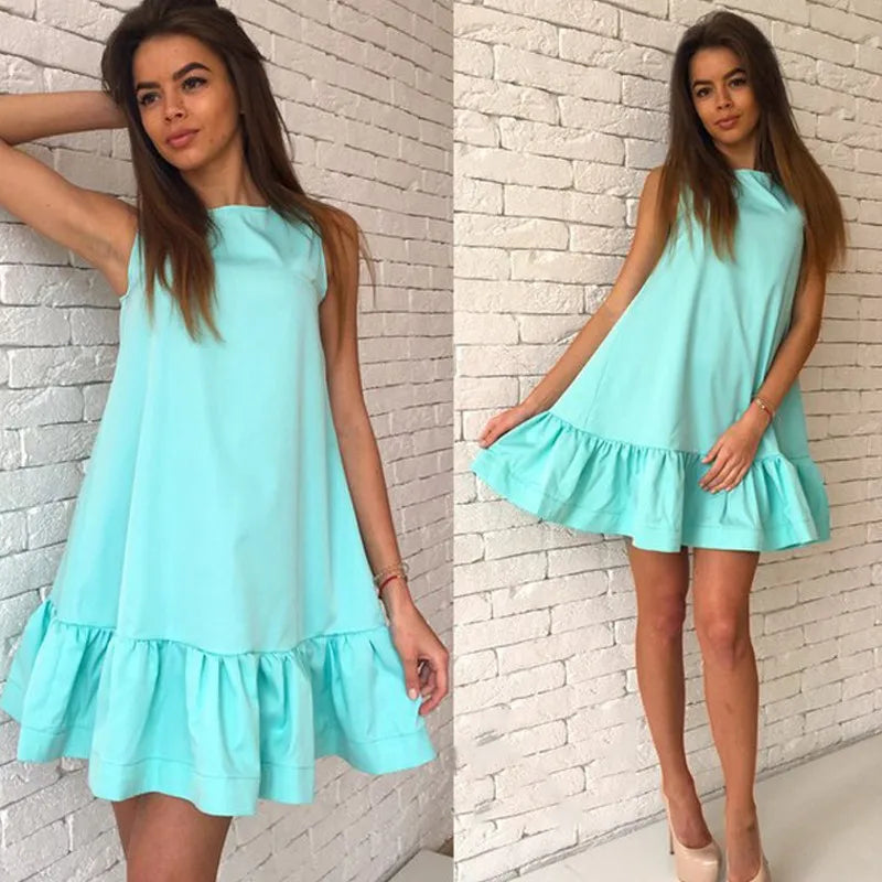 Vestido dos Sonhos: Casual, Sem Mangas, com Babados